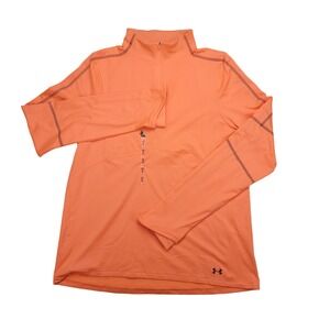 Under Armour Orange Fitted 1/4 Zip Long Sleeve Athletic Shirt‎ Top Women's L